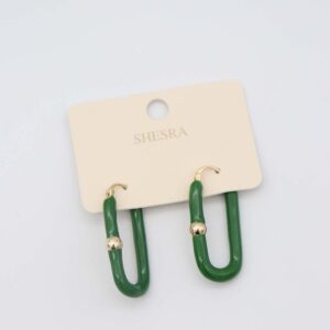 Green and gold chain hoop earrings