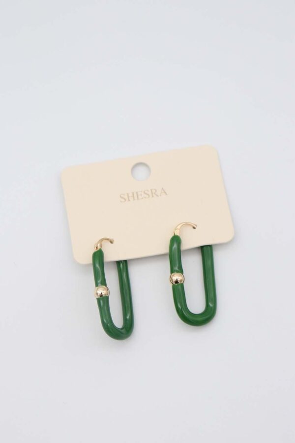Green and gold chain hoop earrings