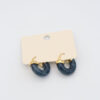 Midnight Blue Swirl Hoop Earrings with marbled deep blue resin hoops and polished gold-plated accents.