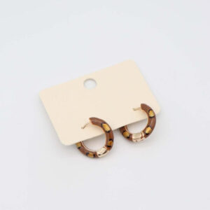 Leopard Hoop Earrings with sleek leopard-print resin and polished gold-plated accents.