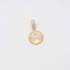 Gold pendant featuring a crystal-encrusted letter 'A' in a circular frame