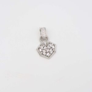 Silver geometric pendant with baguette-cut crystals