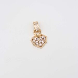 Gold geometric pendant with baguette-cut crystals