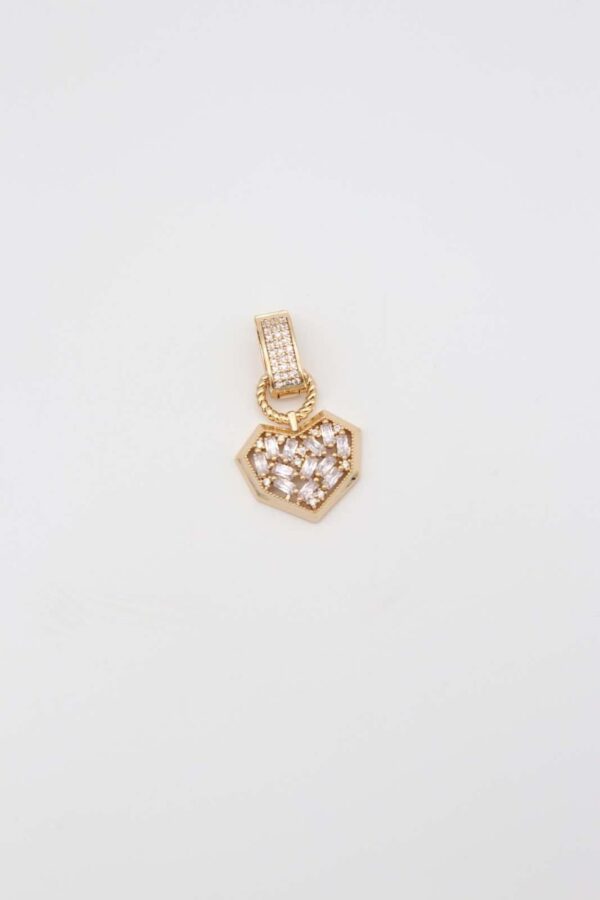 Gold geometric pendant with baguette-cut crystals
