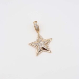 Gold radiant star pendant with crystal details
