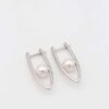 Minimalist silver pearl dangle earrings