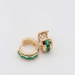 Amber-colored cubic zirconia huggie hoop earrings