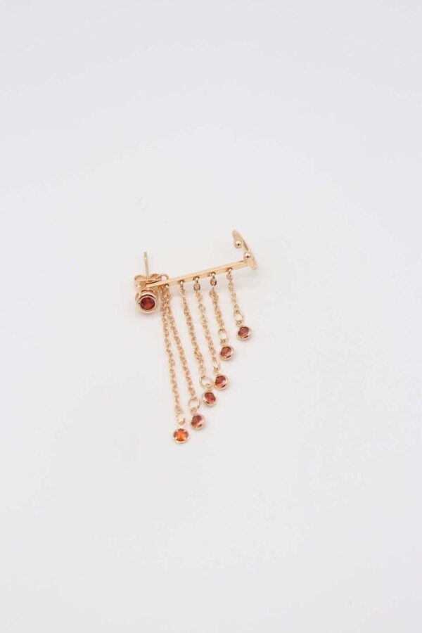Crystal drop ear cuff with dangling chains