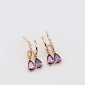 Gold drop earrings with royal blue teardrop stones
