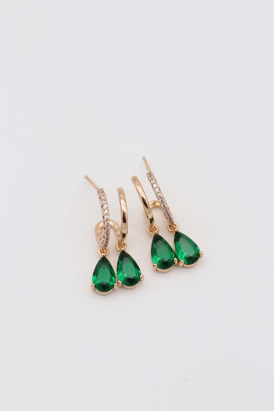 Gold drop earrings with amethyst purple teardrop stones