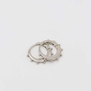 Minimalist silver beaded hoop earrings