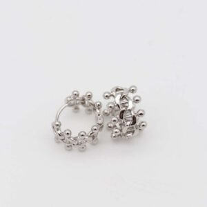 Intricate silver crown-style hoop earrings