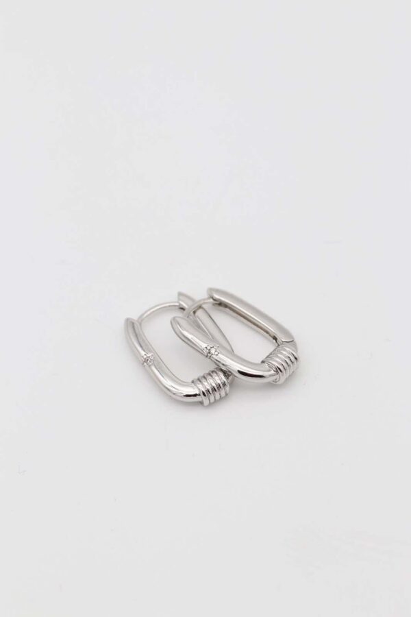 Sleek silver geometric hoop earrings