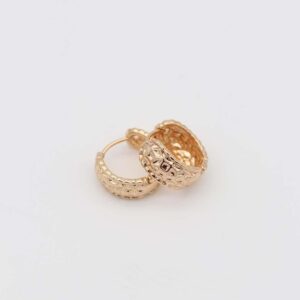 Gold textured hoop earrings with a classic design