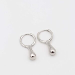 Silver teardrop hoop earrings with a modern touch