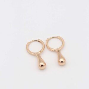 Gold teardrop hoop earrings with a smooth polished finish