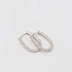 Elegant silver scalloped hoop earrings