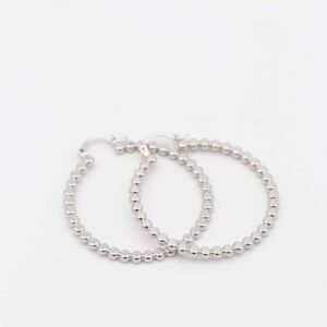Silver beaded hoop earrings