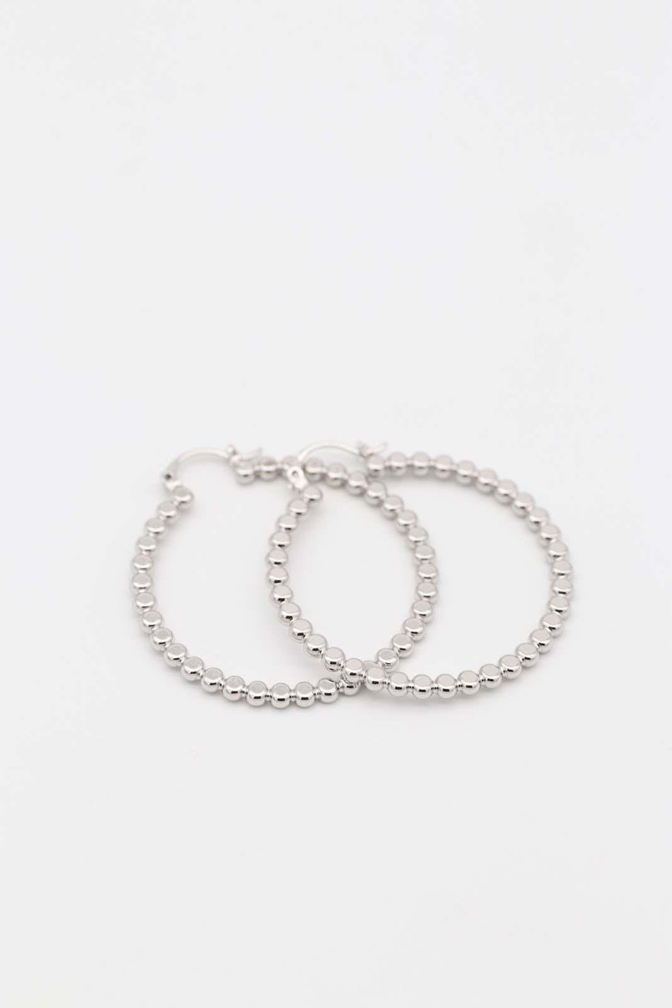 Silver beaded hoop earrings
