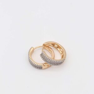 Gold hoop earrings with diamond accents