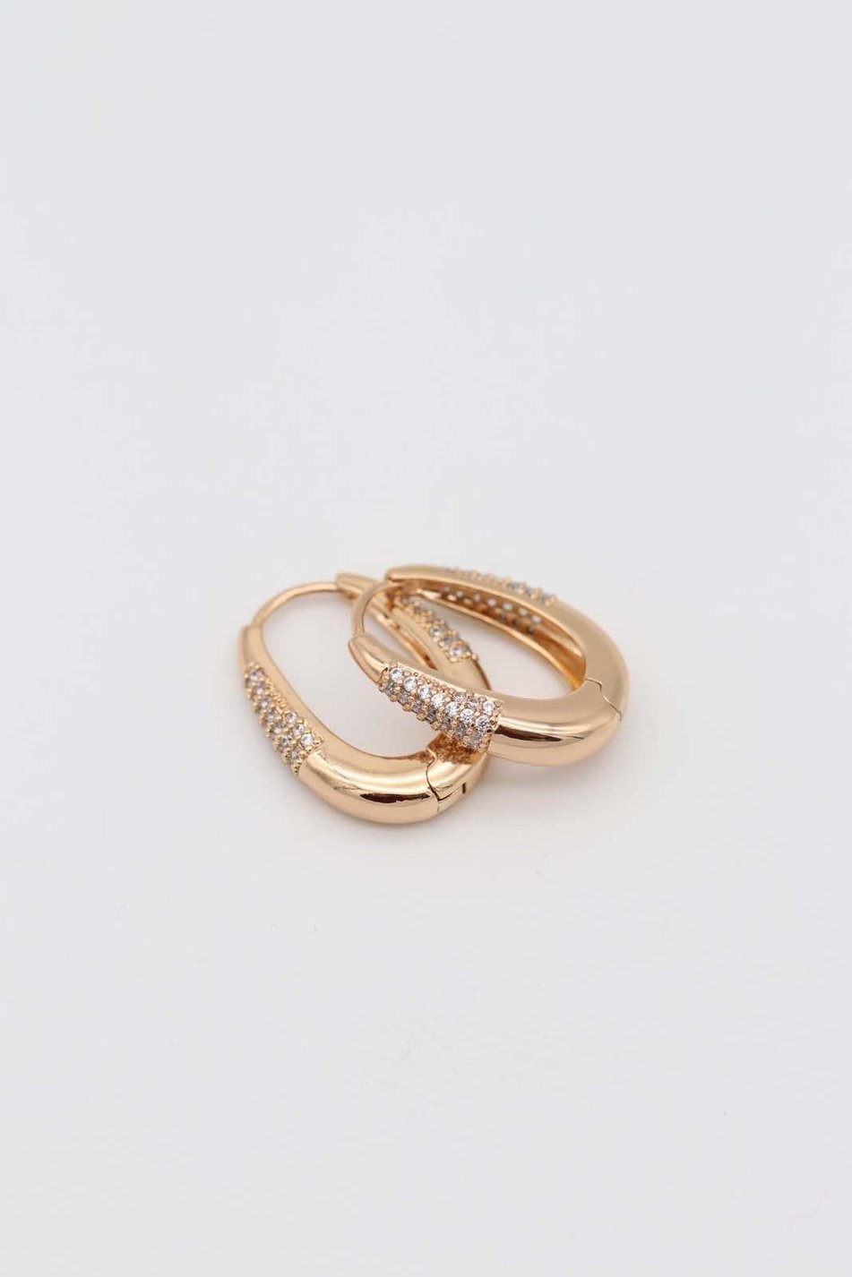 Silver and gold pave hoop earrings