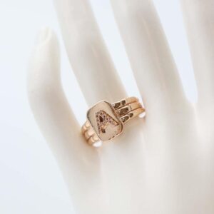 Gold ring with letter A crystal design