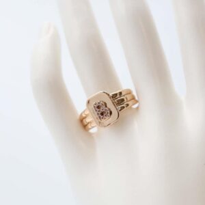 Gold ring with letter B crystal design