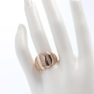Gold striped pavé ring with crystal embellishments