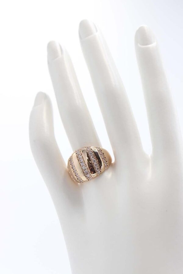 Gold striped pavé ring with crystal embellishments