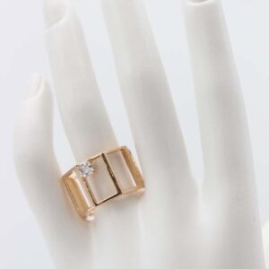 Minimalist gold geometric ring with square stone