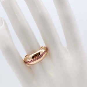 Gold dome ring with ruby crystal accents