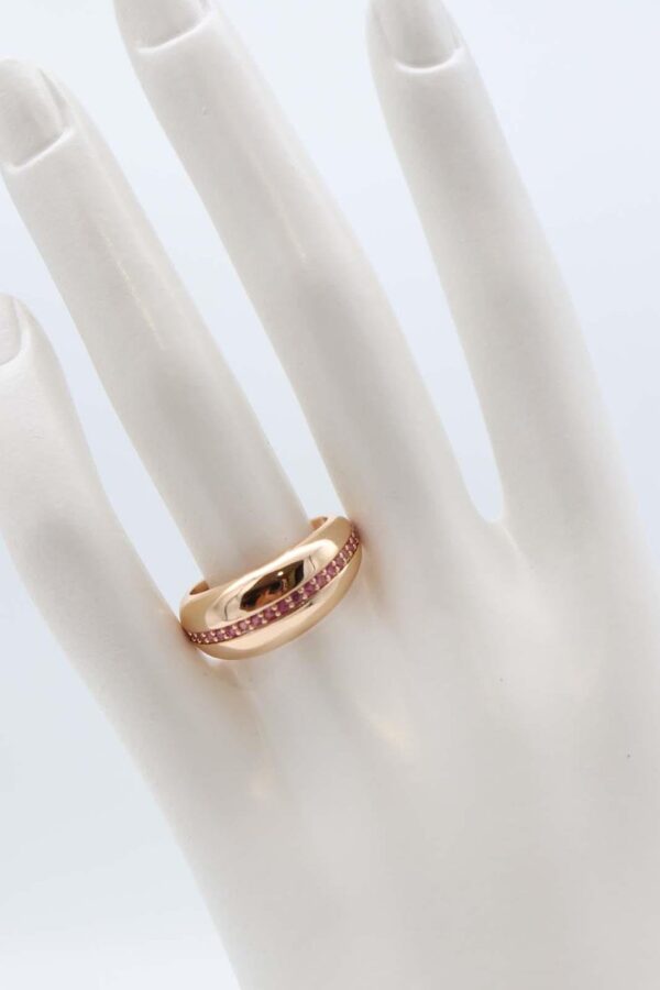 Gold dome ring with ruby crystal accents