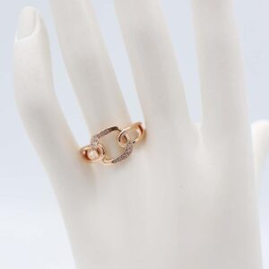 Gold chain-link ring with crystal accents