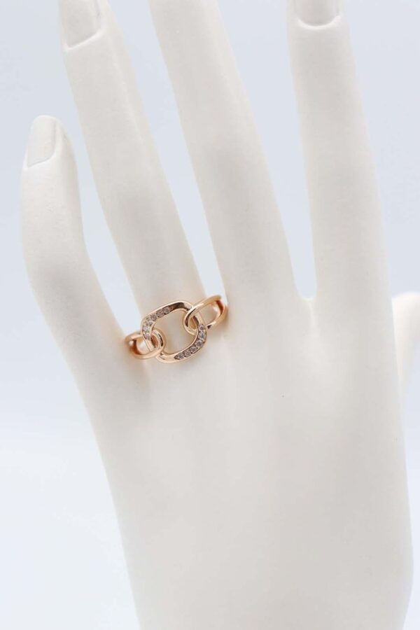 Gold chain-link ring with crystal accents